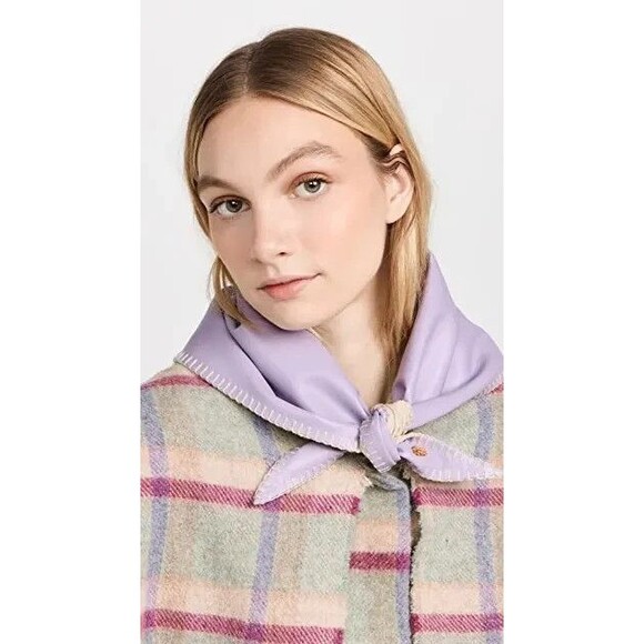 Nanushka Aditi Triangle Scarf Lilac Purple Womens One Size Vegan Leather Bandana - Picture 6 of 13